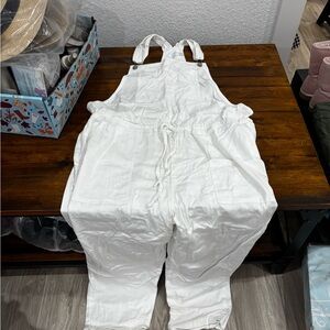 Time and Tru White Cotton Womens Overalls Jumpsuit